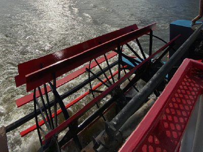 Paddle wheel in water