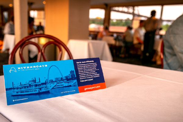 An empty table ready before a Skyline Dinner Cruise